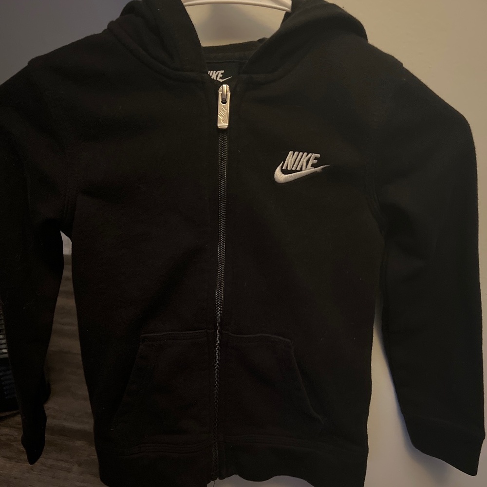 Nike Kids Zip Up Black Hoodie with logo